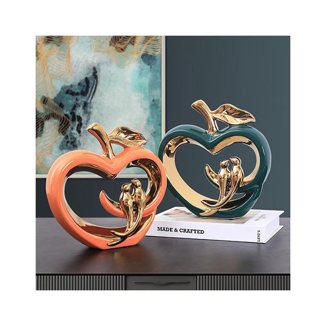 Light Luxury Ceramic Apple for Love Bird Ornament Wine Cabinet TV Cabinet Home Decorations