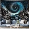 Black and White Mountain Tapestry Trippy Galaxy Stars Tapestries Magical Starry Night Tapestry Sketched Forest Trees  Hanging