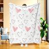 1 Piece of Flannel Blanket - Soft Pink and White Heart-shaped Pattern Gray Background Sofa Shawl - Valentine's Day