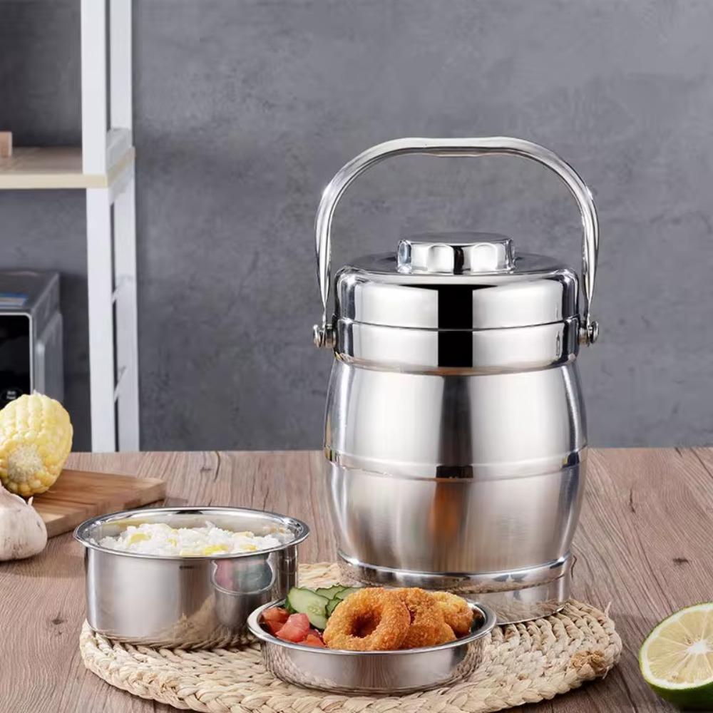 Foldable Handle Thermal Lunch Box Large Capacity Insulated Pot Thermos Food Jar  Outdoor