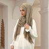 190x80cm Crinkle Hijab for Women Muslim Scarf Shawl Tie-dye Headscarf Solid Color Islamic Turban Ramanda
