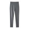 Leggings Femininos de Couro PU Fosco de Cintura Alta com Forro de Veludo - Comprimento Nove Pontos, 2024.
