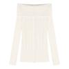 Gentle wind split apricot knitted sweater women's clothing autumn new Spice Girl niche shoulder sweater