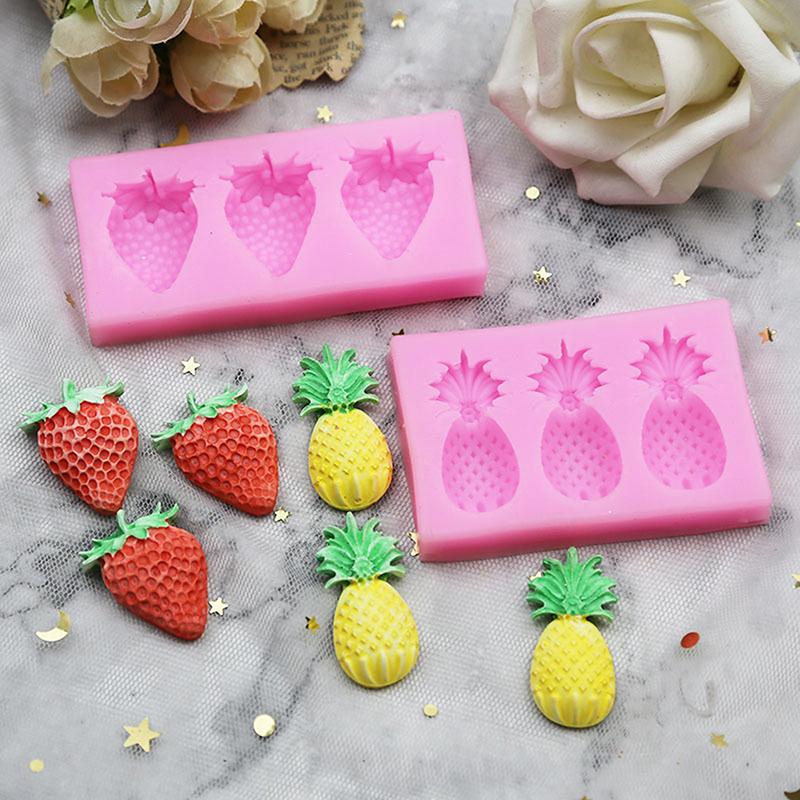 1/2Pcs Aromatherapy Candle Decoration Silicone Mold 3 Strawberry Pineapple Chocolate Mold Diy Cake Accessories