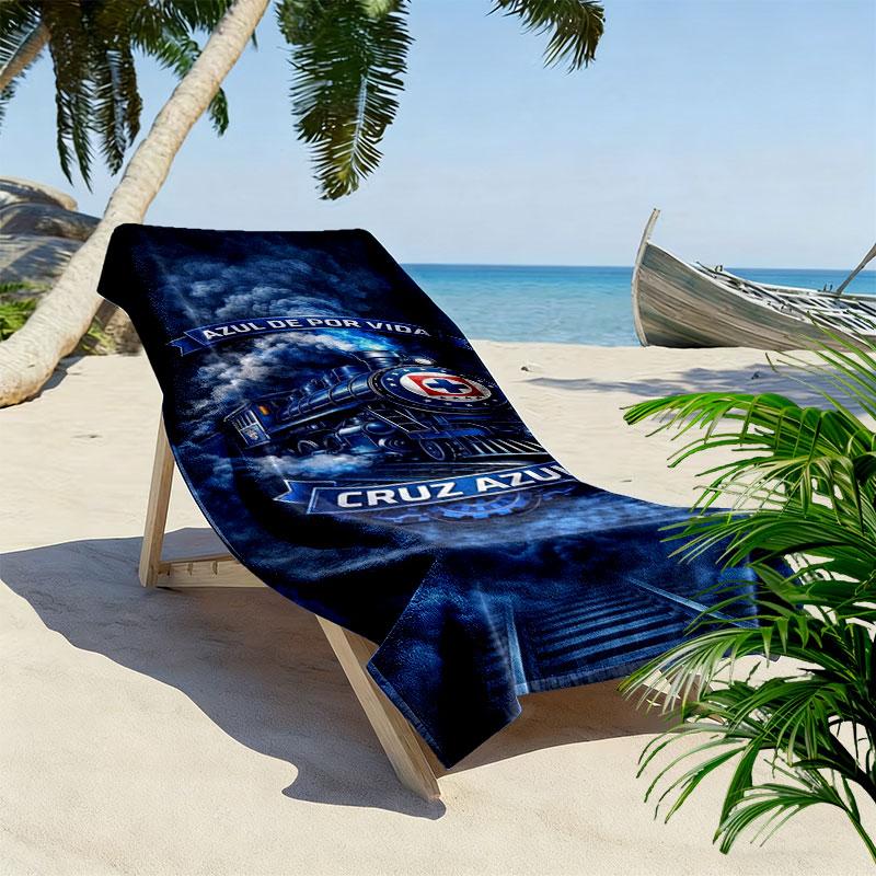 Cruz Azul Print Beach Towel, Large Soft Quick Dry Towel for Beach Camping Swimming