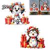 DIY Christmas Window Ornaments Spotted Puppy/Penguin Static Sticker Cute Watercolor Animal Glass Stickers with Colorful Lights & Gift Boxes Puppy or