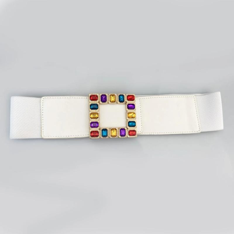 2026 Ladies Colorful Rhinestone Buckle Fashion Elastic Wide Waist Seal Coat Dress Corset Belts for Women Luxury Female Waistband