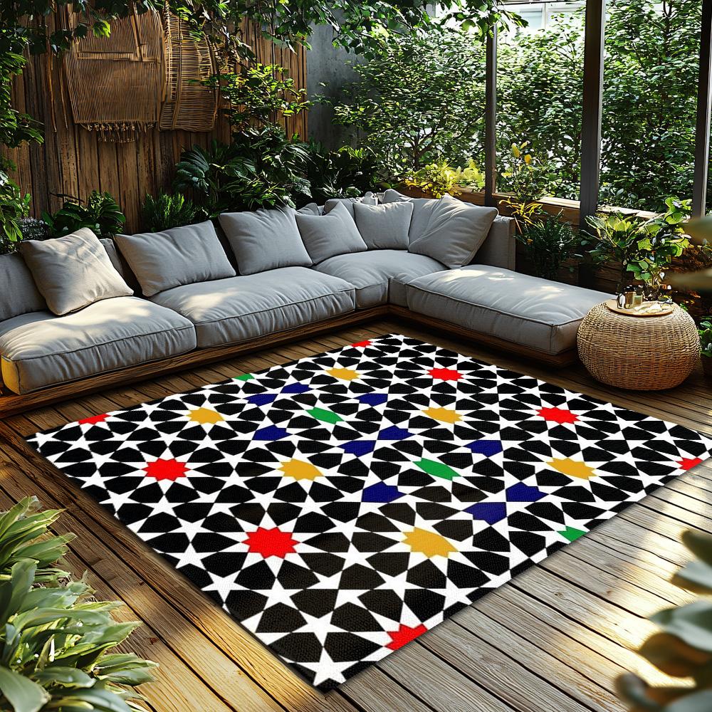 Geometric Pattern Floor Mat Washable Non Slip Area Rug Modern Home Decor Indoor Outdoor Welcome Doormat Stylish Entrance Rug Con