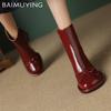 Bow Chunky Women Ankle Boots High Heels Leather Designer Shoes 2025 Trend Winter New Brand Goth Pumps Fashion Botas De Mujer