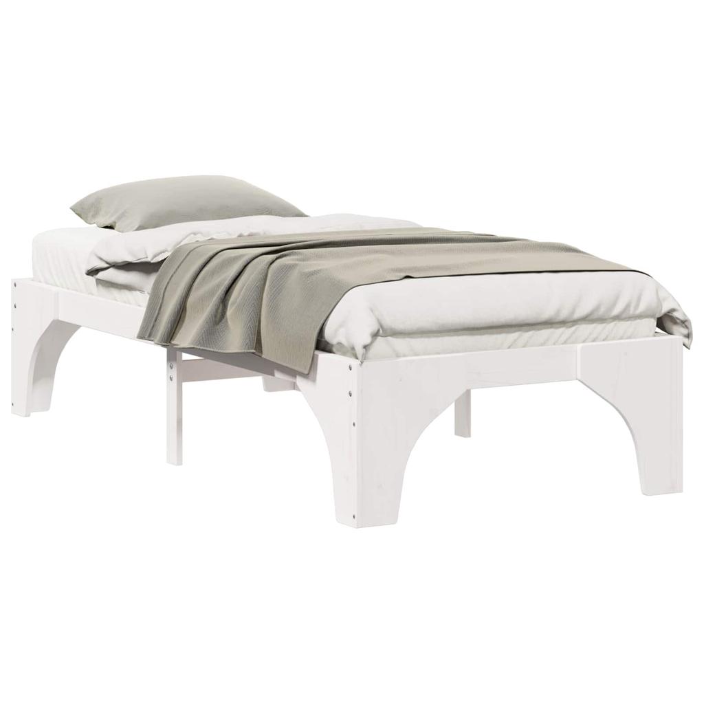 Bed Frame White 75 x 190 cm Solid Pine Wood