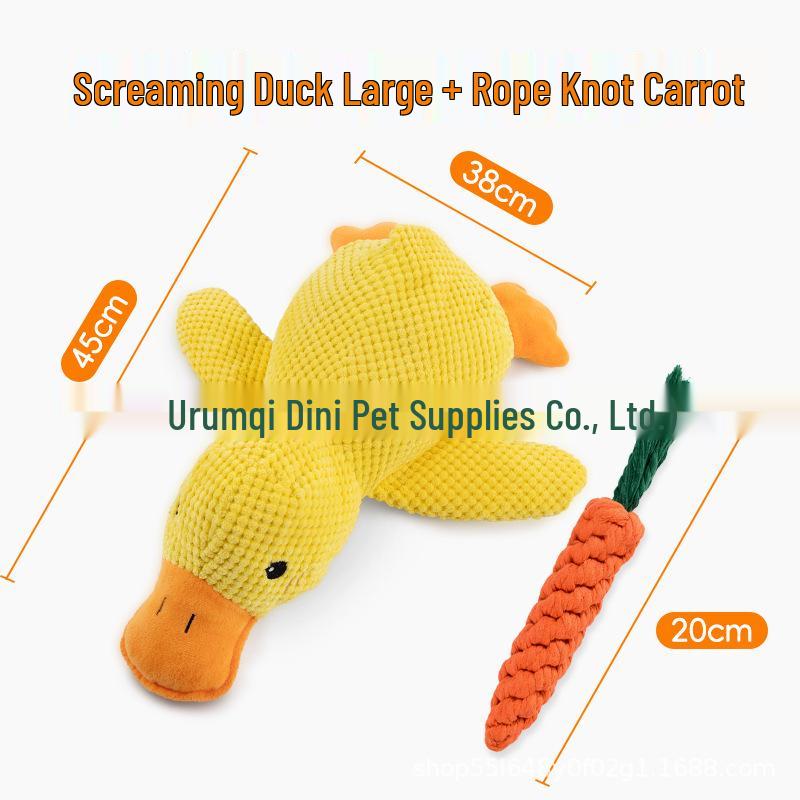 Plush Yellow Duck Teething Dog Toy - Bite-Resistant & Sounding Companion for Pets