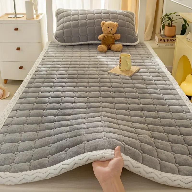 Milk Fleece Mattress Pad with Anti-Static Layer, Foldable Thermal Topper for Dorm Bed - 90x200cm To 200x220cm Machine Washable