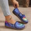 Plus Size Women's Flats Colorful Round-Toe Ethnic-Style Low-Cut Shoes Graffiti-Print Casual Versatile Shoes