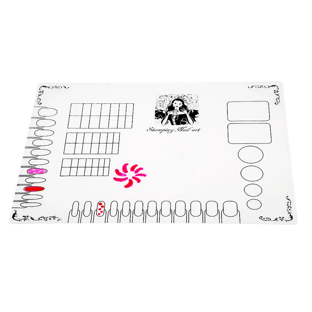Nail Art Manicure Silicone Mat Foldable Washable Soft Table Cover Pad For Stamping Reverse Stamp