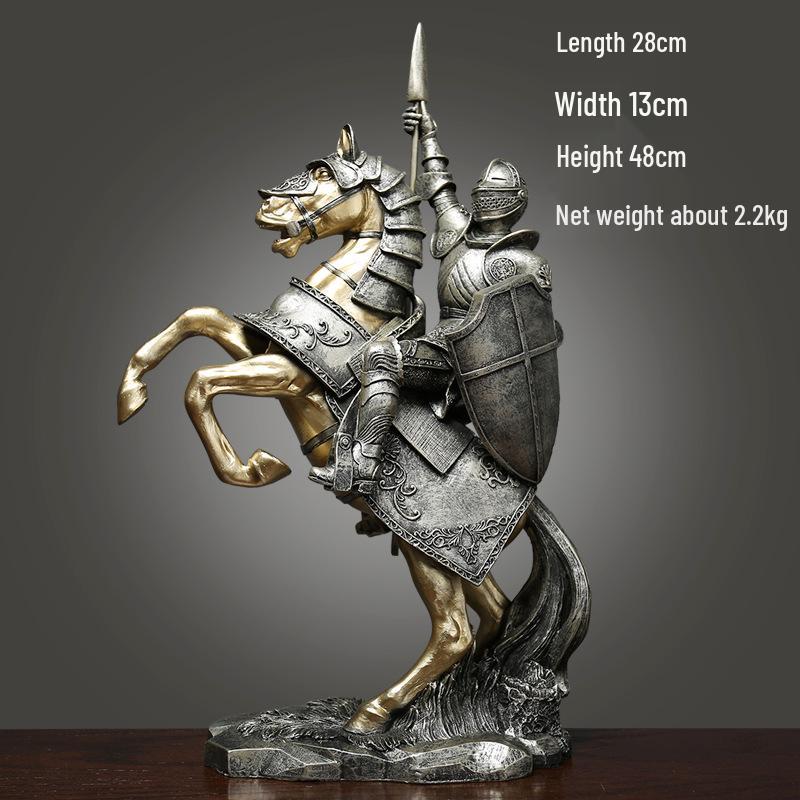 Nordic Luxury Knight and Horse Ornament: Elegant Chinese Style Decor for Living Room or Office