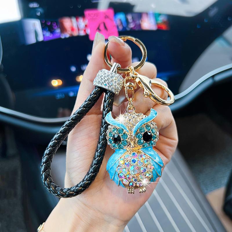 Creative Personality Owl Car Keychain, Fashion Diamond-encrusted Bag, Pendant, Keychain, Small Gift Pendant