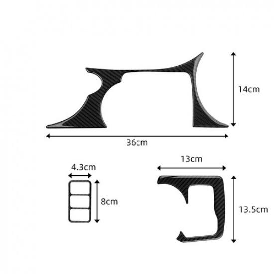 3Pcs For Nissan 370Z 2009- Carbon Fiber Center Console Cup Holder Cover Trim