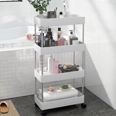3/4 Tier Rolling Utility Cart Storage Shelf Movable Gap Storage Rack Kitchen Bathroom Slim Slide Organizer Shelf Livingroom Rack