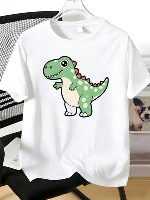 Unisexs Tee Lovely Green Spotted Cartoon Dinosaur Print Cotton Short Sleeve Male Casual Streetwear Outdoor Daily Basic Fashion Top