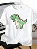 Unisexs Tee Lovely Green Spotted Cartoon Dinosaur Print Cotton Short Sleeve Male Casual Streetwear Outdoor Daily Basic Fashion Top