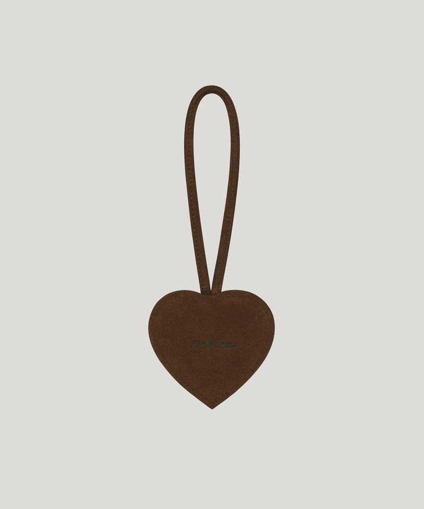 Ovhee Heart Suede Mirror Charm_Chocolate