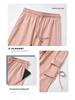 Women's Petite High-Waist Pink Cargo Sweatpants - Summer 2024 Wide-Leg Parachute Style