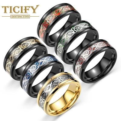 Titanstahl Edelstahl Drachenmuster Ring Ring Paar europäische und amerikanische Mode Herrenringe