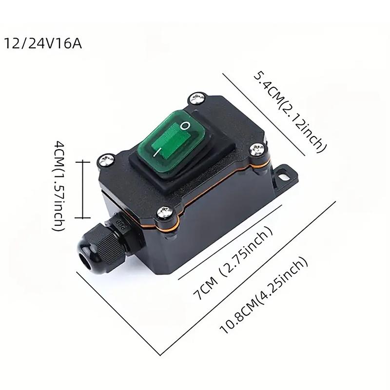 1 szt. Przełącznik kołyskowy 12V/24V/220V Przewód zasilający w linii Przełącznik kołyskowy morski Wodoodporna puszka przyłączeniowa do użytku zewnętrznego Złącze wysokoprądowe
