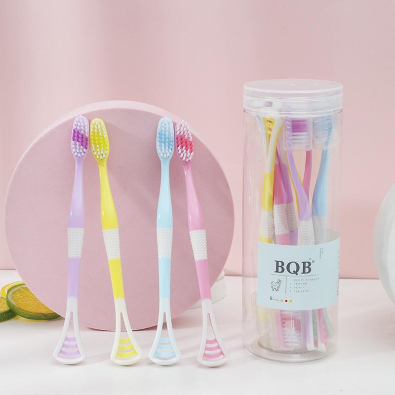 Double Head Toothbrush With Tongue Scraper Tongue Oral Cleaning Brush Reusable Fresh Breath Oral Hygiene Care Cleaning Tools