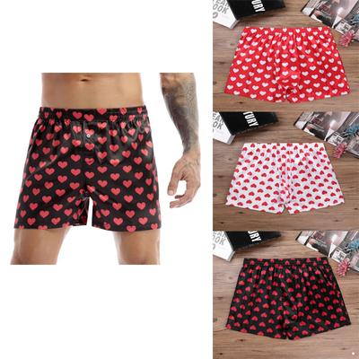 Mens Love Heart Print Classic Soft Boxer Shorts Lightweight Loose Sports Short Pants