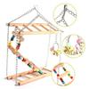 Beaded Bell Swing Double Climbing Ladder Stand Parrot Birds Toy Hanging Decor