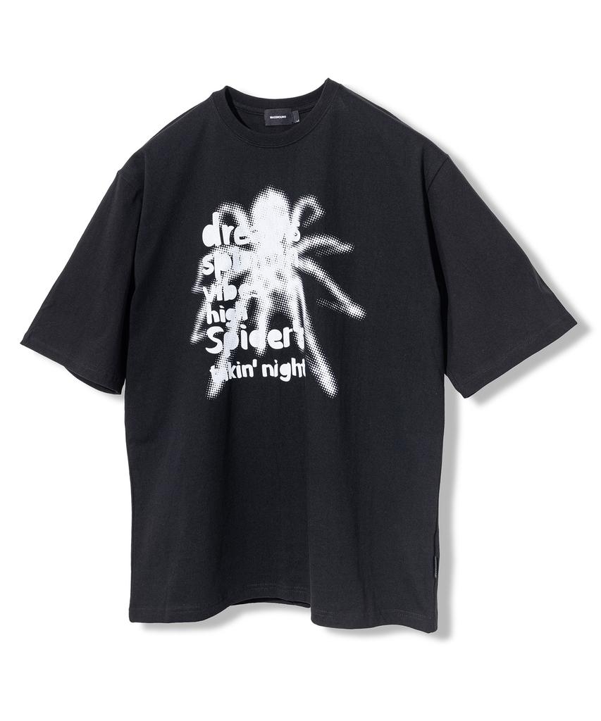 MASSNOUN Spider Real Oversized Short Sleeve T-Shirt Msfts001-Bk