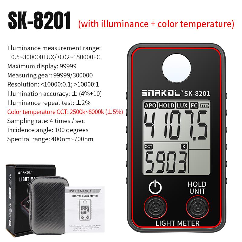 

Люксметр Цифровой измеритель освещенности Ручной тестер люкса ЖК-дисплей 0,5-300 000 люкс/фут-слот Карманный люксметр Фотометр для выращивания растений