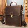 Top Layer Cowhide Shoulder Bag Retro High-end Men's Crossbody Crazy Horse Leather Buckle Vertical Mailman