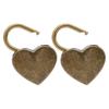 2sets Antique Style Heart Shaped Padlocks Bronze Finish Metal Padlock Set  For Craft Supplies