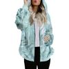 Women's Fashionable Casual Zippered Hooded Floral Printed Drawstring Furry Sweatshirt Jacket