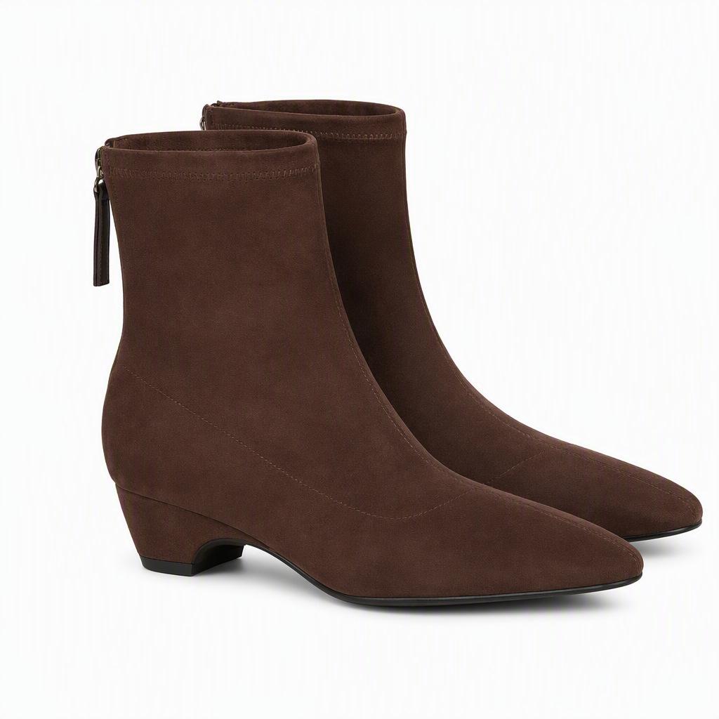 Wedge heel thick heel elastic thin boots women's autumn and winter new Korean version simple commuter short boots women's direct supply