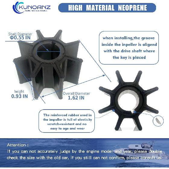 362873220 Water Pump Impeller Kit for Nissan Tohatsu 9.9-20 HP | Fits Nissan Tohatsu Evinrude Johnson 9.9 15 18 20 HP 2/4 Stroke Outboard Engines,