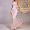Suspender dress, European and American sexy backless jacquard strap long hip-wrapped fishtail dress