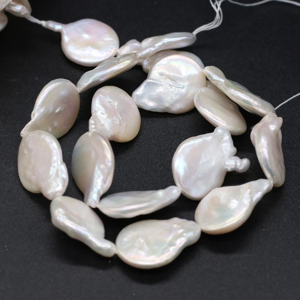 1String, Irregular Baroque Pearls, White Natural Freshwater Pearl Beads, 16×22–17×25 mm, for DIY Necklace Bracelet Accessories, Jewelry Making, 36cm