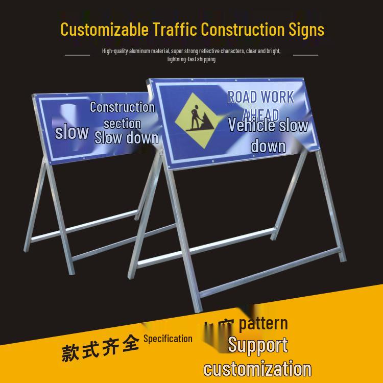 Road Construction Detour and No Entry Warning Sign
