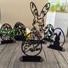 DIY Party Decoration Supplies Egg Easter Rabbit Black Acrylic Table Ornament Hollow Out