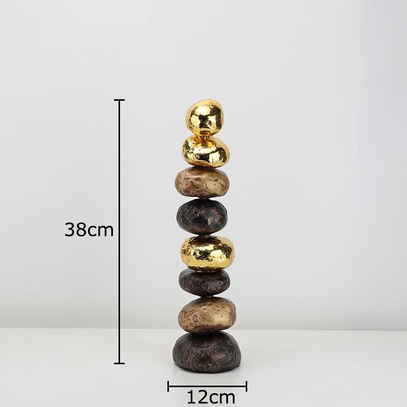 Simulated Stone Stacking Statue Desk Decoration Creative Gold-plated Stone Sculpture Resin Crafts Ornaments Room Aesthetic Decor