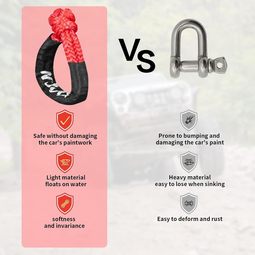 Soft Shackle,Synthetic Soft Shackle 0.8" X 24" Light Weight (56,000 LBS Breaking Strength) With Extra Sleeves For ATV Sailing SUV Off Road Towing
