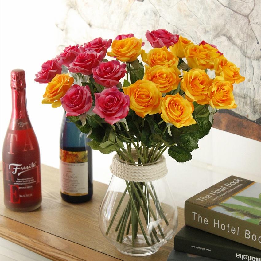 Buy 10pcs Artificial Silk Rose Flower Bouquet Fake Flowers for Wedding ...