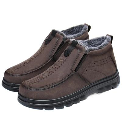 Mode Schneestiefel für Herren Neu im Winter Schuhe Mann Plateau Rutschfest Mode Lässig Arbeit Baumwollschuh Schuhwerk Dickes Plüschfell Marken