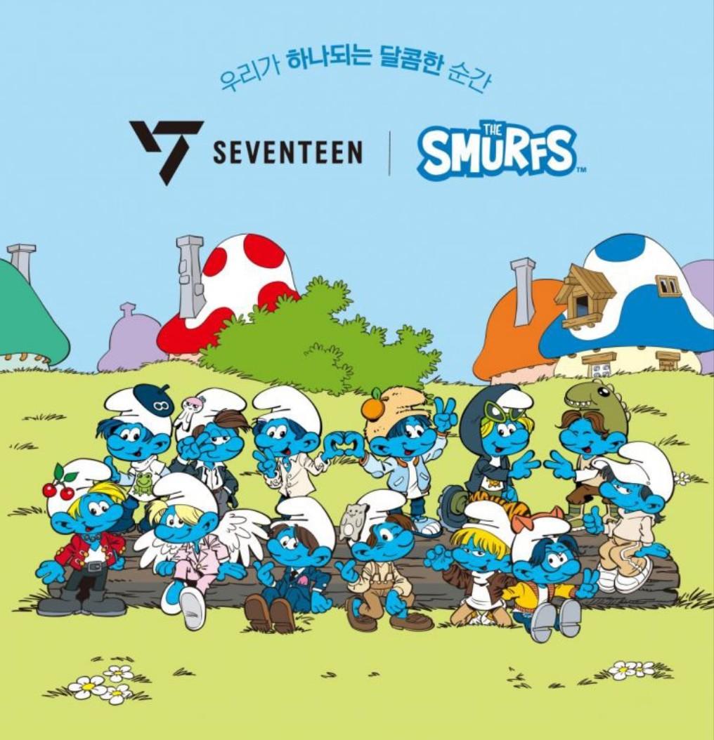 SEVENTEEN x The Smurfs Keychain God of Music Edition Metal Keyring Keyring - Random Design