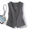 Women's Slim Fit Black Waistcoat - 2024 Spring/Fall Layered Short Vest