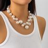 European-American Punk Choker: Oversized Bead, Imitation Pearl Necklace for Women.