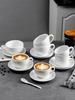 Pure White Embossed Ceramic Coffee Cup & Saucer Set for Espresso and Cappuccino